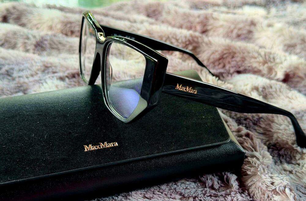 Max Mara Geometric Blue Light Eyeglasses MM5179-B  – Glossy Black NEW